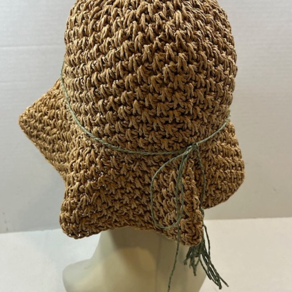 Steve Madden Crocheted Paper Straw Floppy Summer Sun Travel Hat Lightweight - Picture 6 of 15